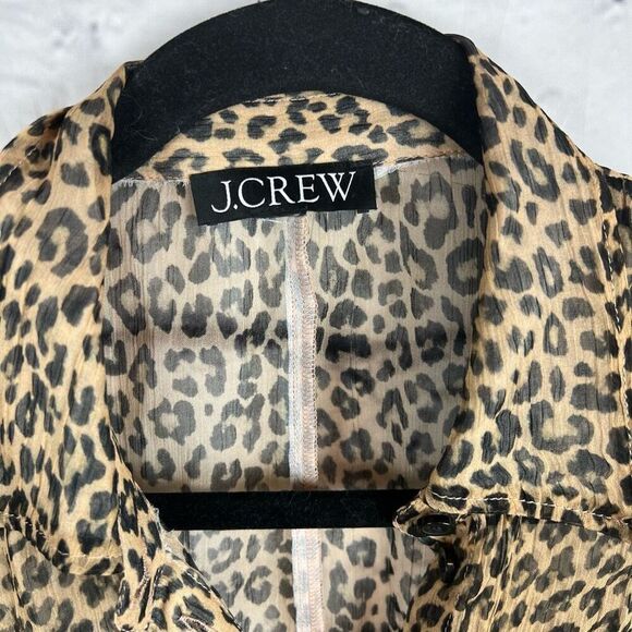 J.Crew Women's Leopard-Print Button-Up Shirt M Multicolor Long Sleeve - Picture 4 of 7